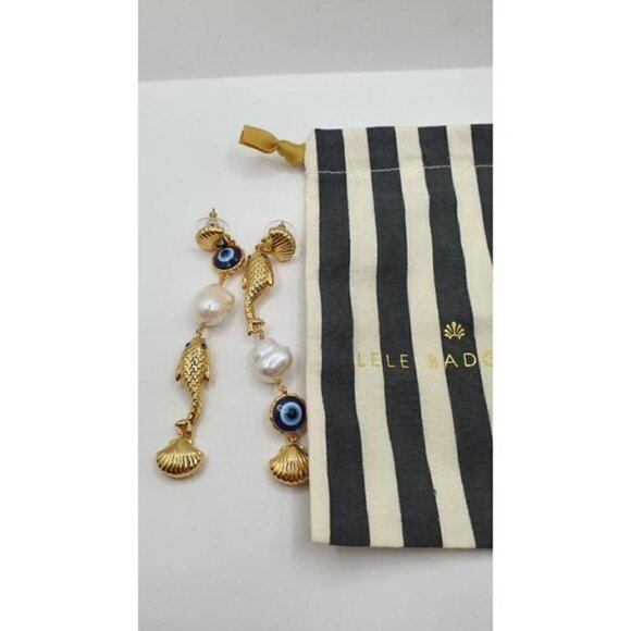 Lele Sadoughi Gold La Mer Linear Earrings - Picture 2 of 7